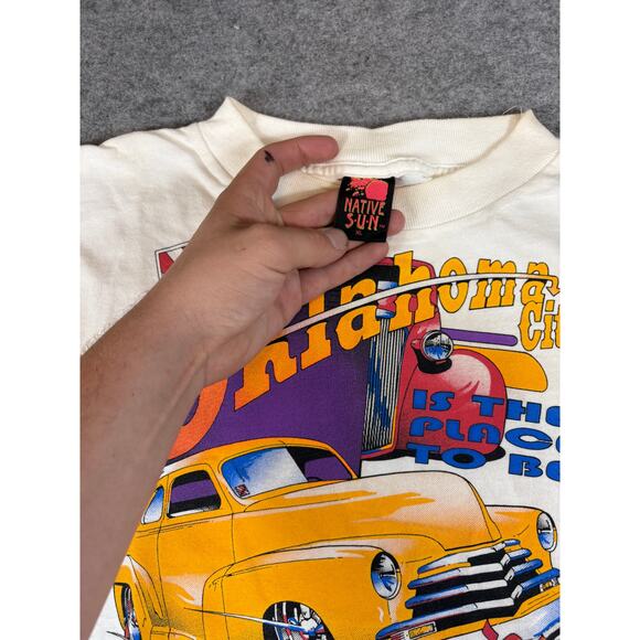 VINTAGE 1997 Street Rod Nationals Shirt Mens XL White Oklahoma City Car Show Tee - Picture 7 of 8